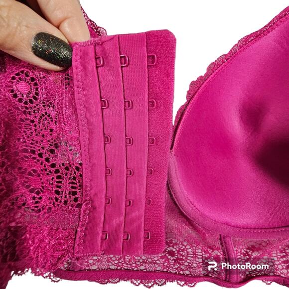 Sensual Inc. Magenta Pink Lace Bra Plus Size 42D *Missing One Underwire - Picture 4 of 6